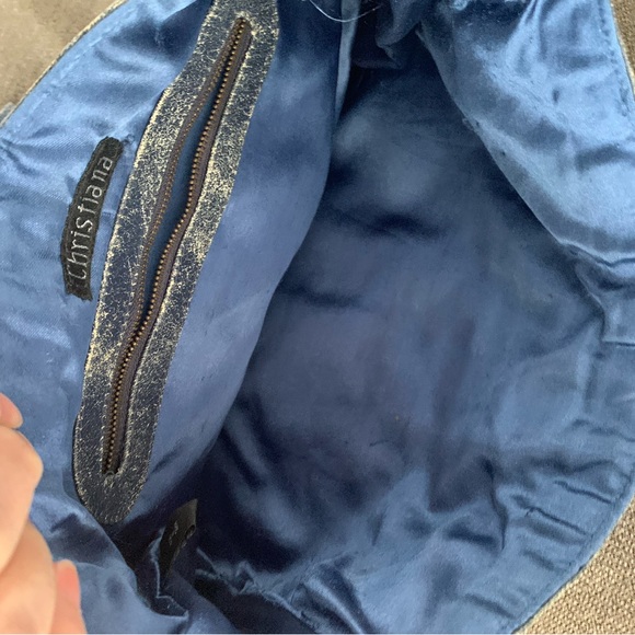 Christiana Beaded Blue/Ivory/Brown Shoulder Bag - Picture 16 of 16